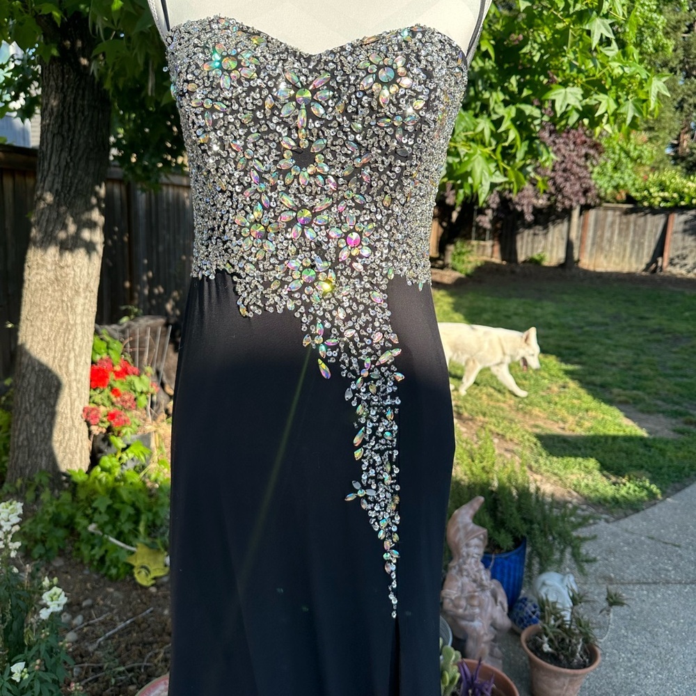 Elegant Black Embellished Evening Gown - Picture 10 of 14